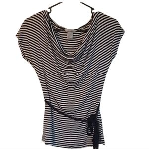 H&M Blue and White Scoop Neck Tee